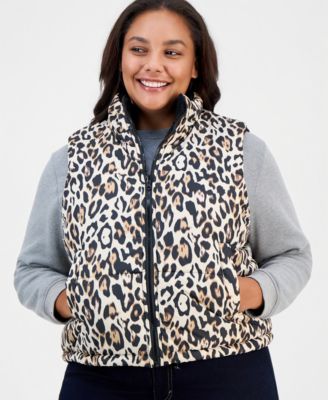 Plus Size Reversible Sherpa Puffer Vest