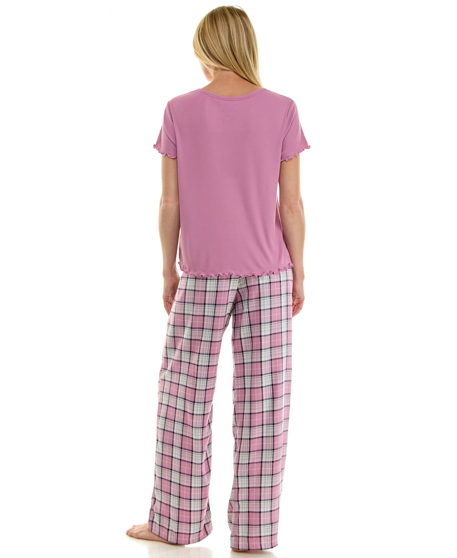 Women's Crew Neck Lettuce-Edge Trim Short-Sleeve Tee