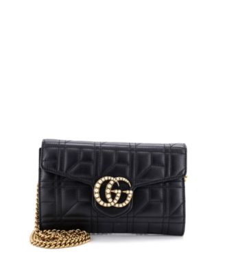 Mini Pearly GG Marmont Chain Wallet Matelasse Leather