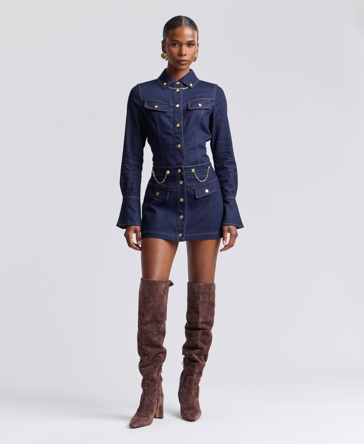 Women's Long-Sleeve Denim Top