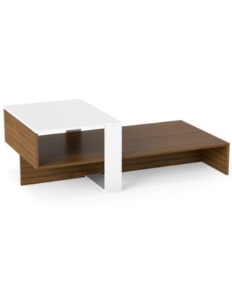 2-Tier Modern Irregular Center Table with Open Storage Shelf