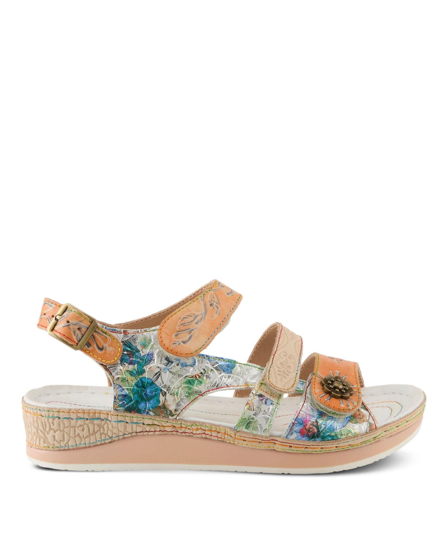 Женские сандалии L'Artiste Wedge Sandal with Ankle Strap, цвет: Бежевый разноцветный — фото 5