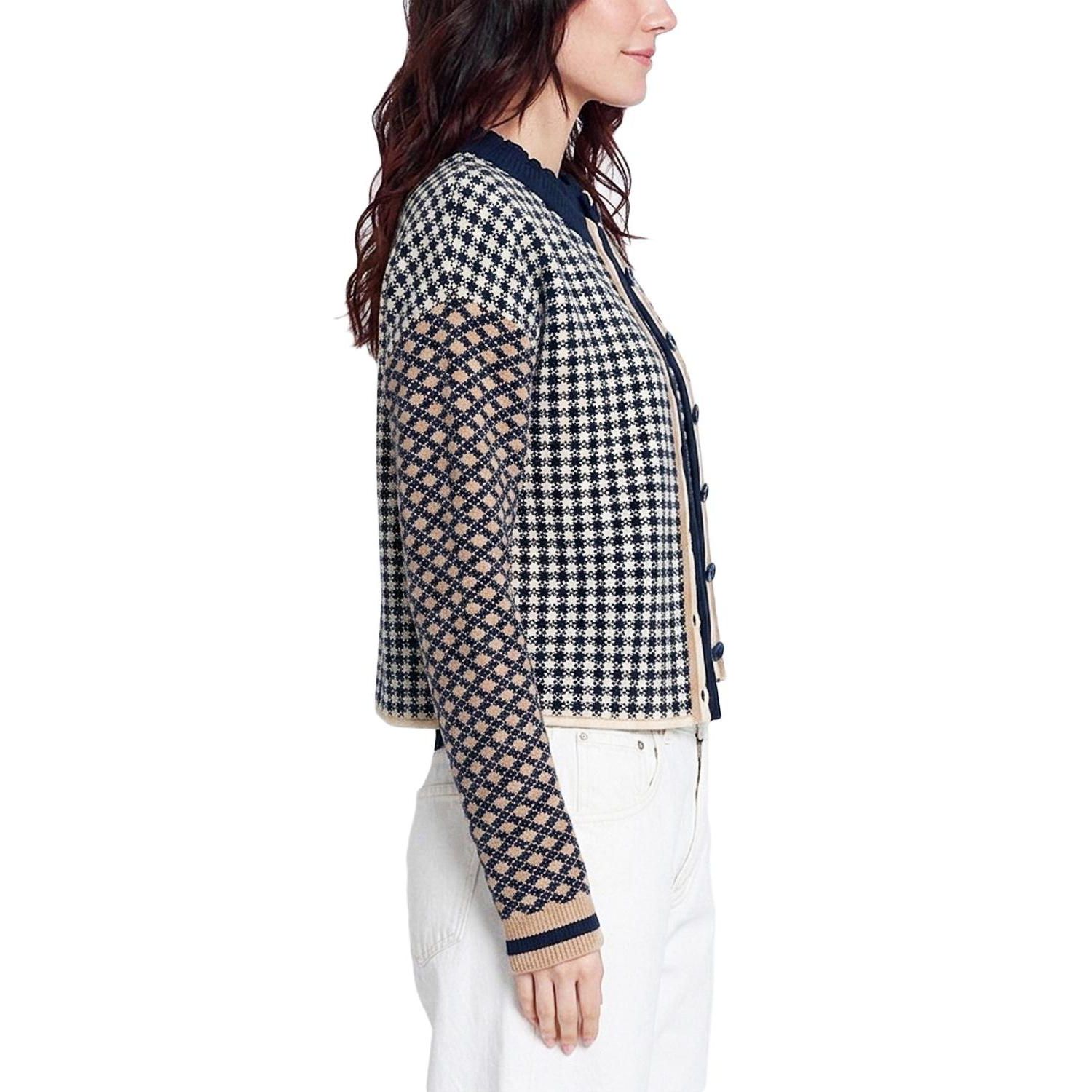 Women's Marlo Mixed Check Plaid Long-Sleeve Cardigan
