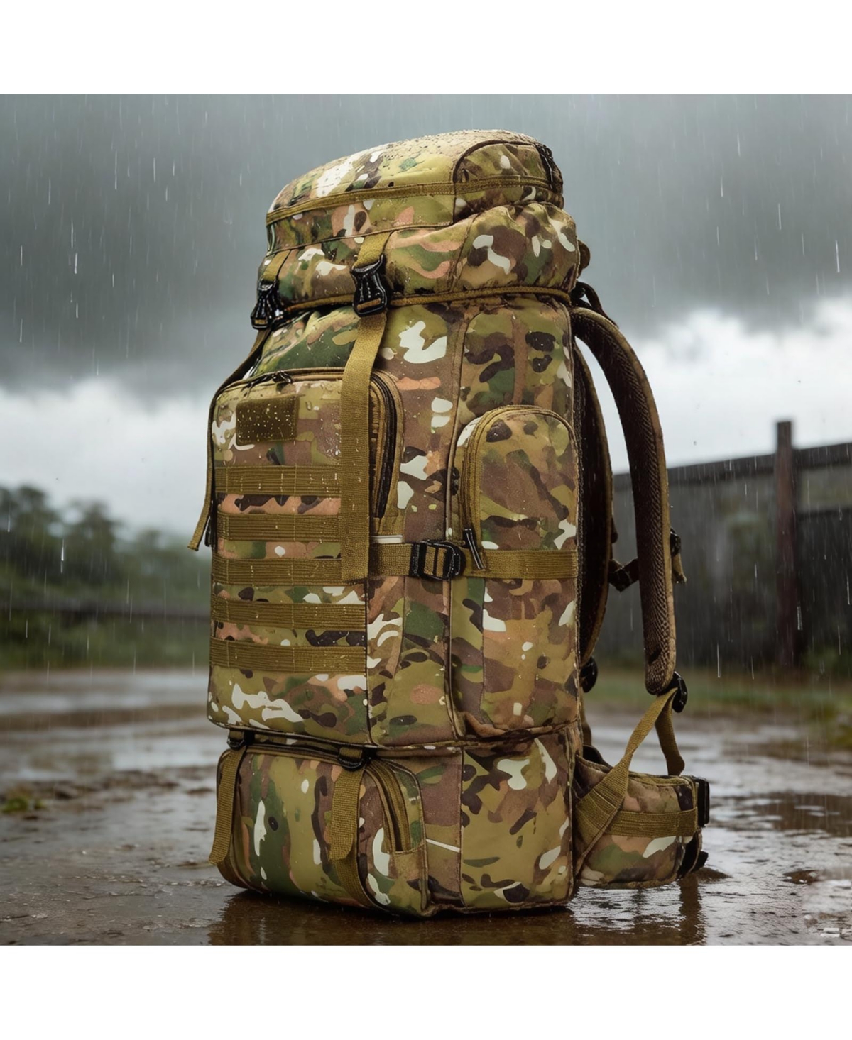 Piscifun Waterproof Lightweight Molle Tactical Backpack Large Capacity Outdoor Hiking Camping Rucksack