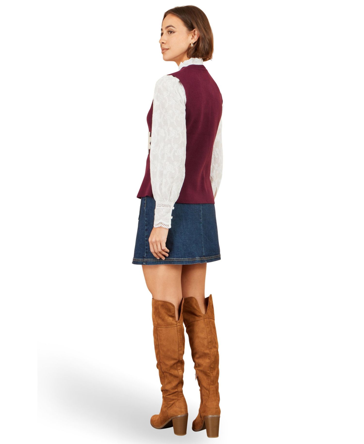 Women's Flower-Applique Sleeveless Knit Sweater Vest
