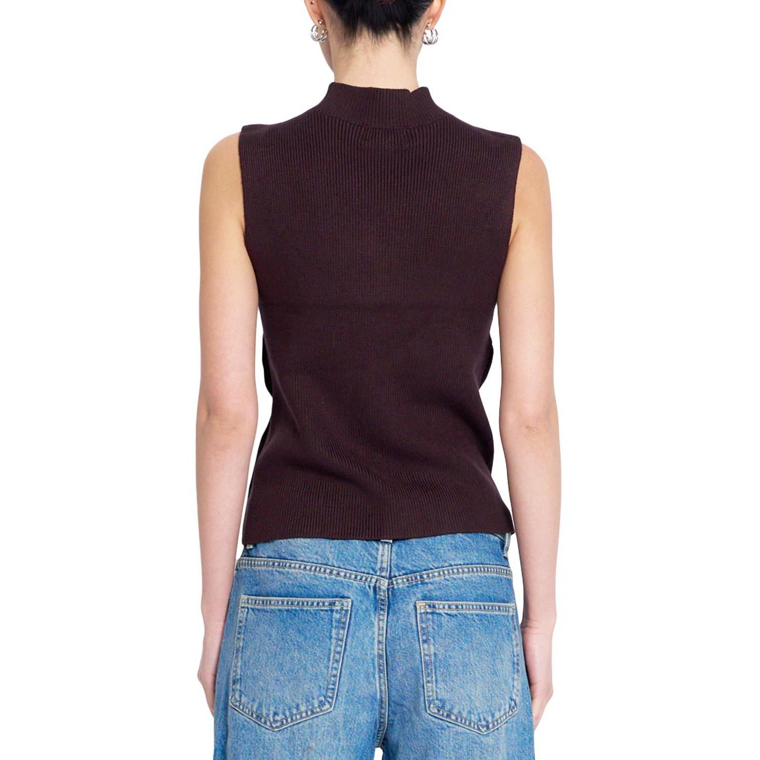Women's Birch Mock-Neck Ribbed Sleeveless Sweater