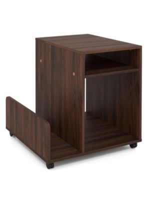 3-Tier Rolling End Table Mobile Side Table with Side Storage Rack