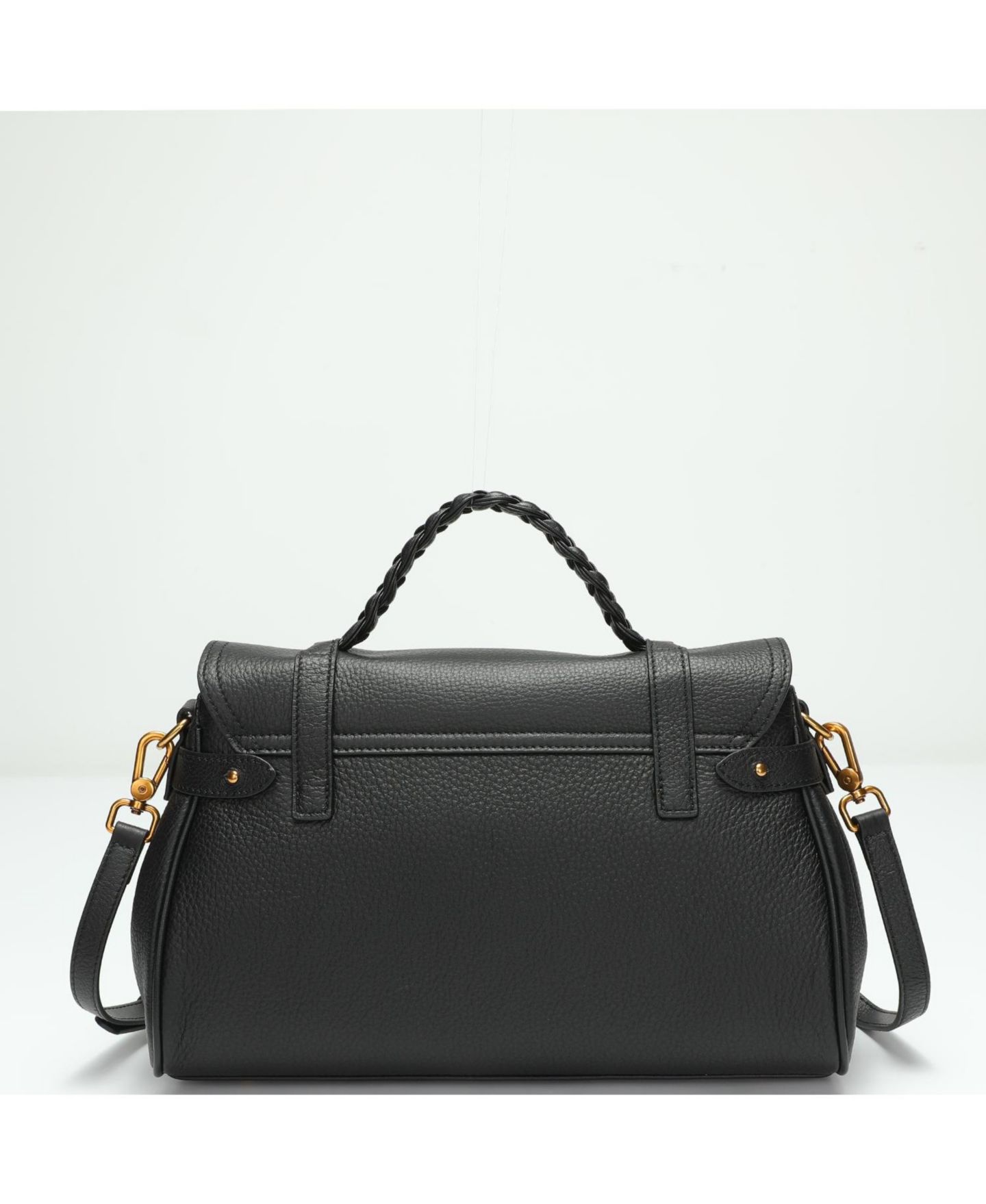 Женская сумка SUSU Lore Genuine Leather Heritage Satchel, Top Handle Crossbody Shoulder Purse, Turn Lock Flap Messenger Work Handbag, цвет: Чёрный / Оникс чёрный — фото 5