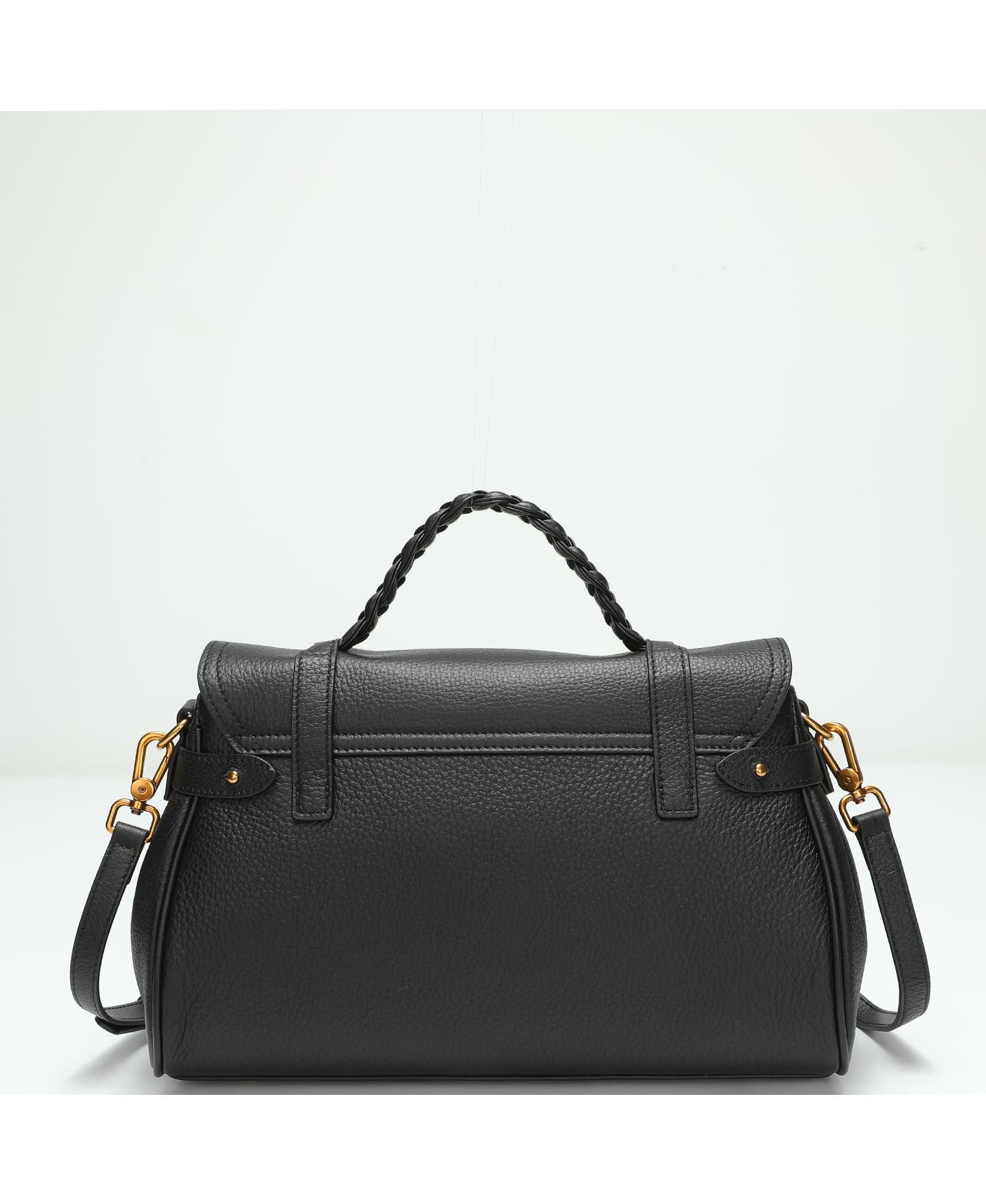 Women's Lore Genuine Leather Heritage Satchel Bag, Top Handle Crossbody Shoulder Purse, Turn Lock Flap Messenger Work Handbag