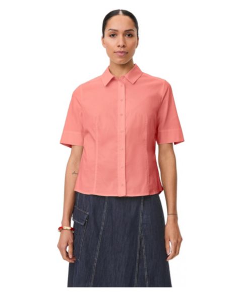 Женская рубашка Masai Copenhagen Maiven Boxy Button-Up Short-Sleeve Cotton-Blend, цвет: Клубничный ледяной