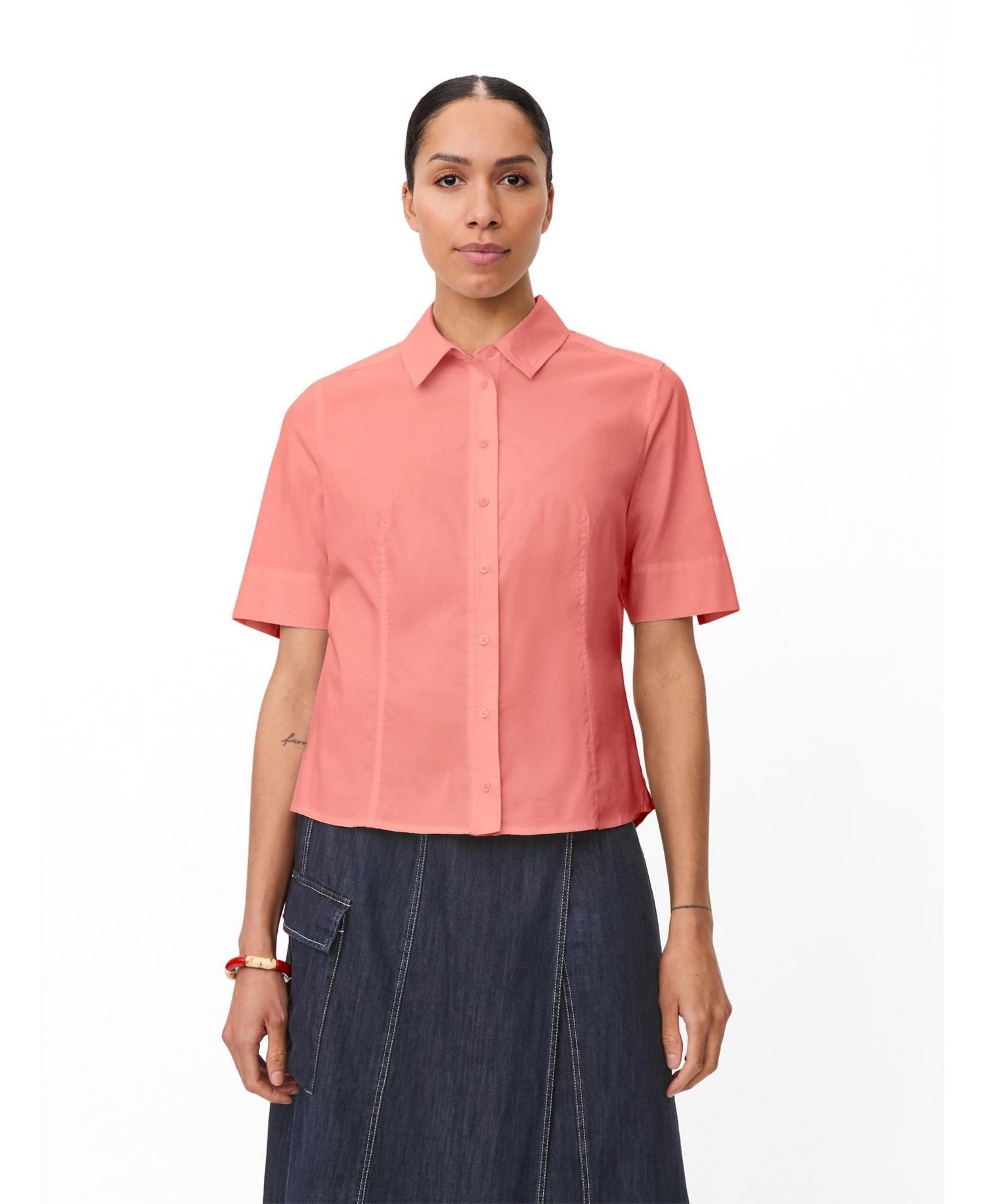 Women's Maiven Boxy Button-Up Short-Sleeve Cotton-Blend Shirt