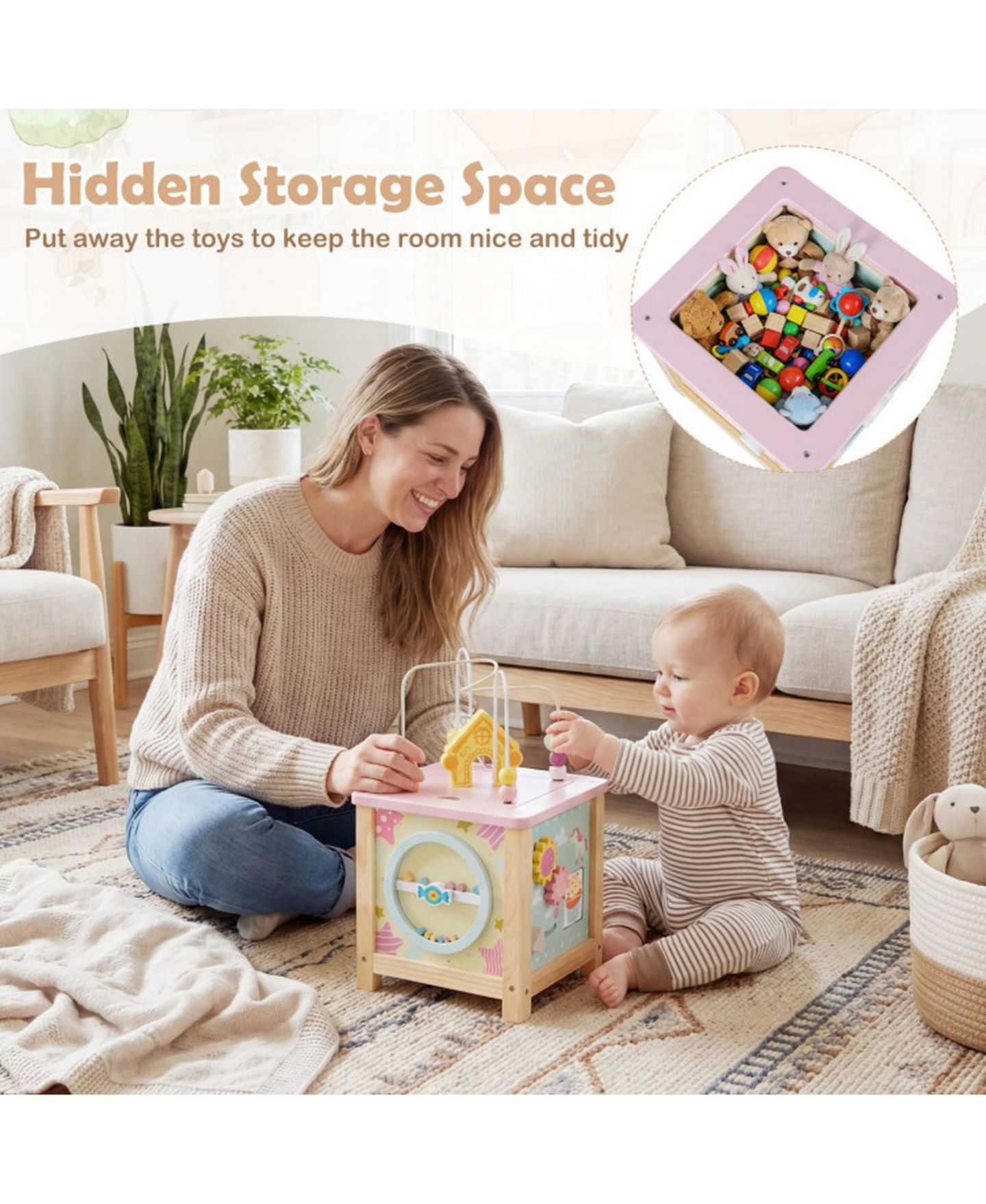 Детская игрушка SUGIFT Wooden Montessori Activity Cube Sensory Toy for Toddlers 18+ Months, цвет: Open Miscellaneous — фото 10