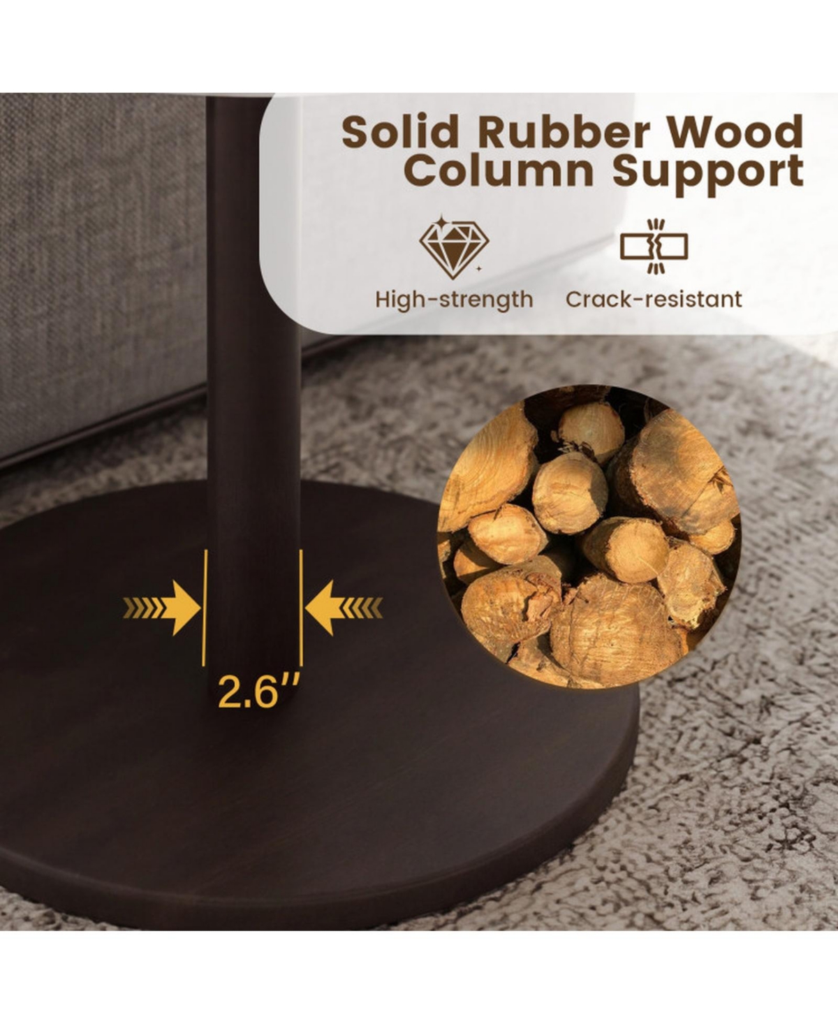 Sugift Round Marble Side Table Pedestal End Table with Stone Finish and Solid Wood Support