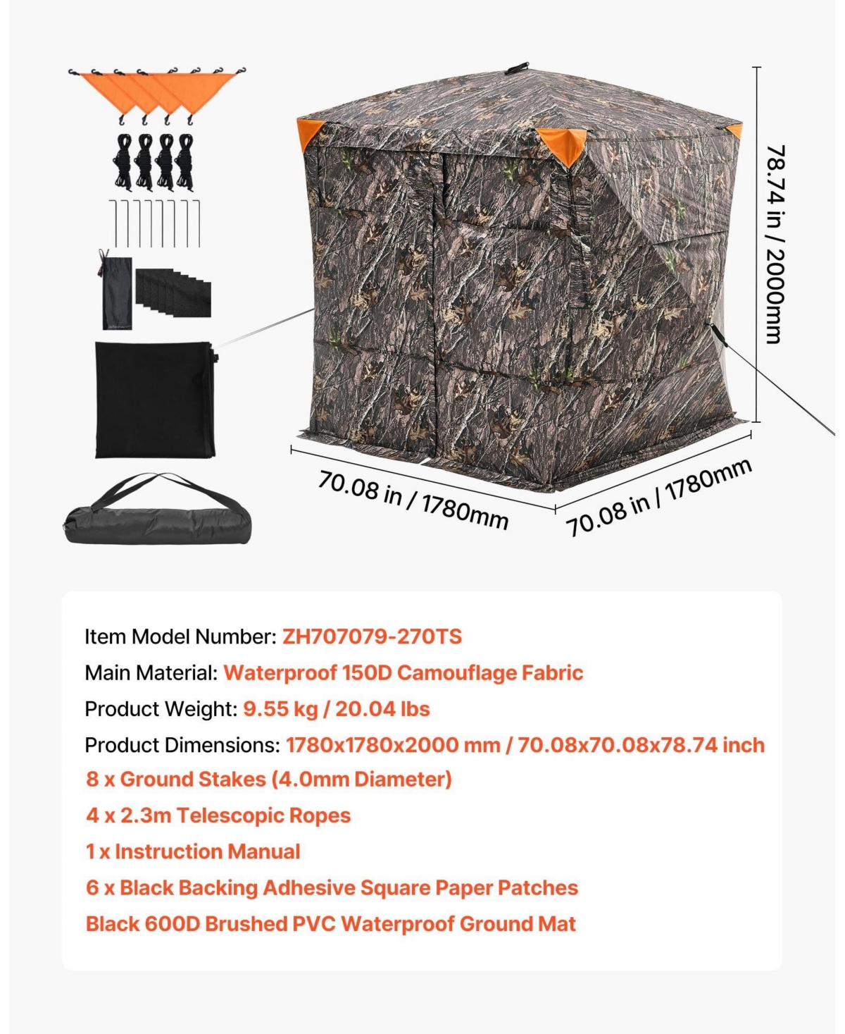 Hongge Silent Magnetic Door Ground Hunting Blind for 4 to 5 People