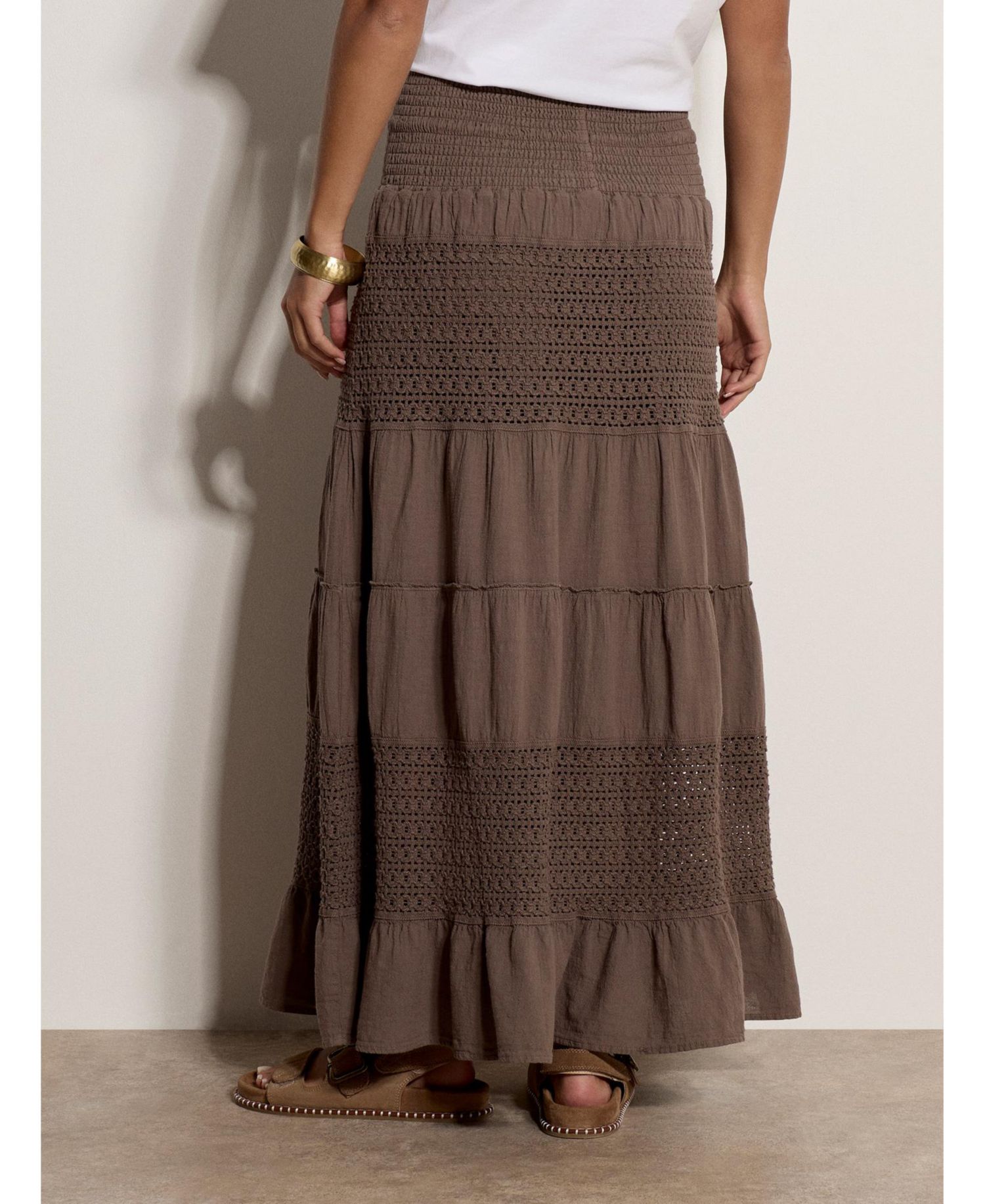 Women's Tiered Crochet Maxi Skirt