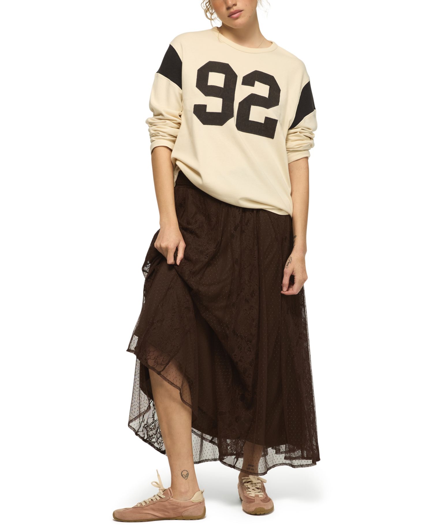 Women's Allover Lace A-Line High-Waisted Floral Midi Skirt
