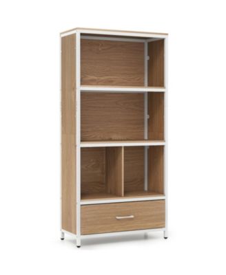 56 Inch Tall Freestanding 5-Tier Bookcase with Drawer