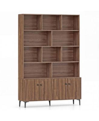 Bookshelf With 4 Doors and 2 Anti-Tipping Kits for Home Office