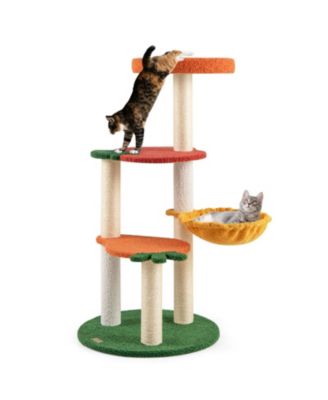 Multi-Level Cat Tree Pet Activity Center with Fruit-Shaped Platforms and Sisal Scratching Posts