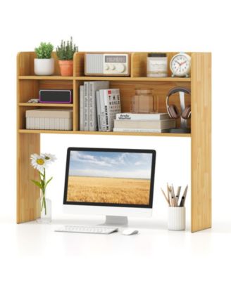 Desktop Bookshelf Storage Hutch With 6 Shelves and Adjustable Shelf
