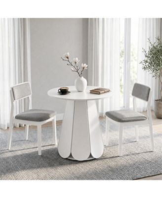 31.5" Round Dining Table, Small Circle Kitchen Table for 2-4 People, Modern Farmhouse Wood Dinning Room Tables with Pedestal Base