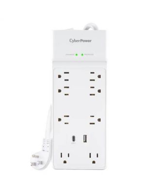 8-Outlet Surge Protector Power Strip with USB Charging 6 ft.