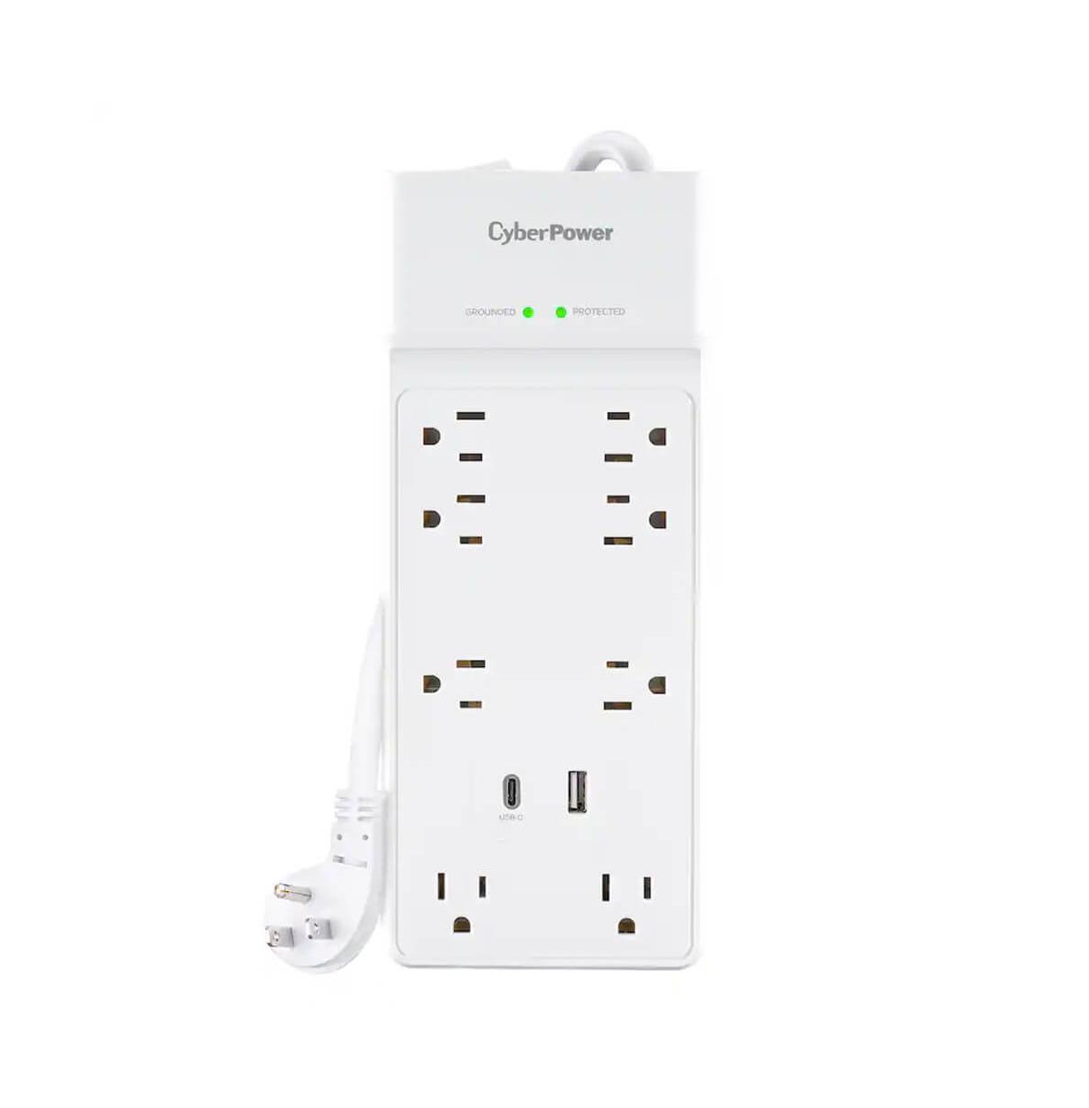 P806UC15 8-Outlet 2-USB Port 2400J Surge Protector Power Strip with 6 ft. Cord, White