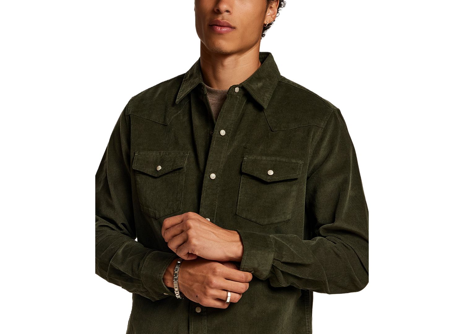 Men's Western Corduroy Long-Sleeve Shirt