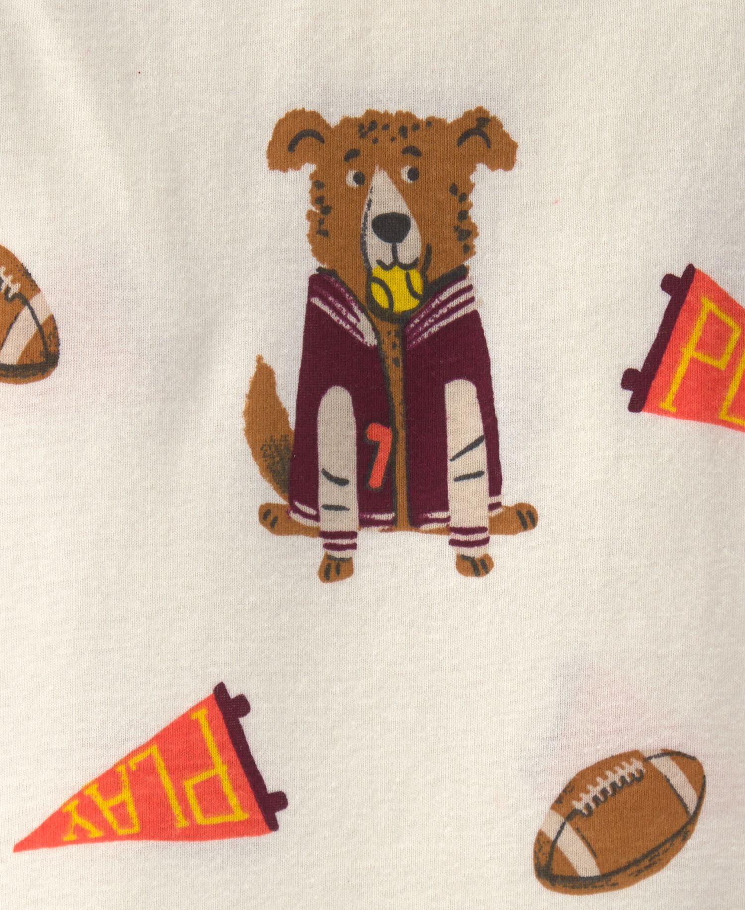 Baby Boys' Dog Striped Cotton Snug-Fit Pajama, 4-Piece Set