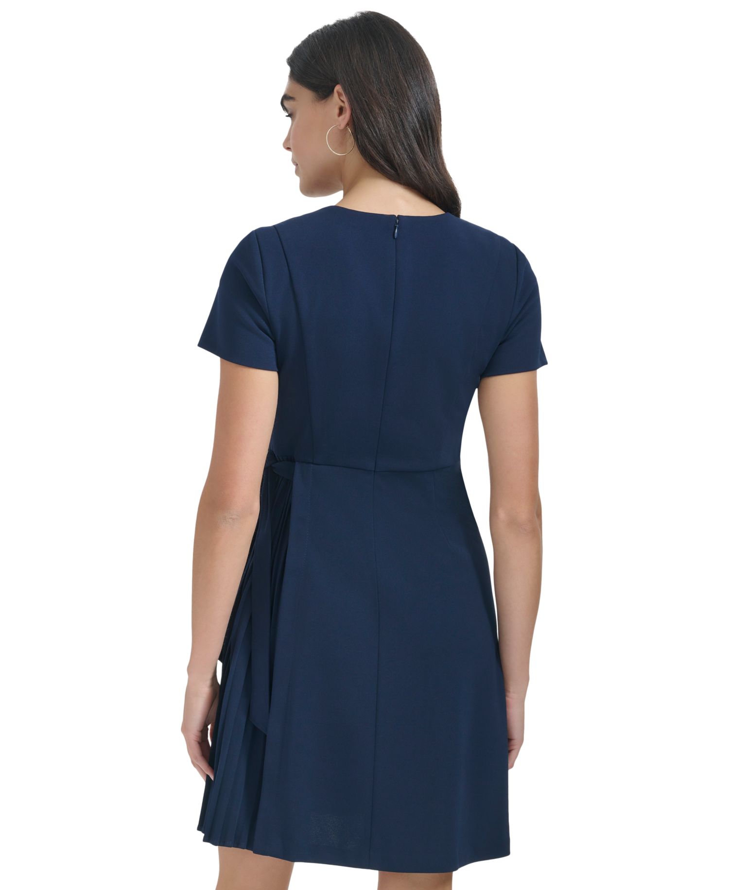 Petite Short-Sleeve Crewneck Fit & Flare Dress