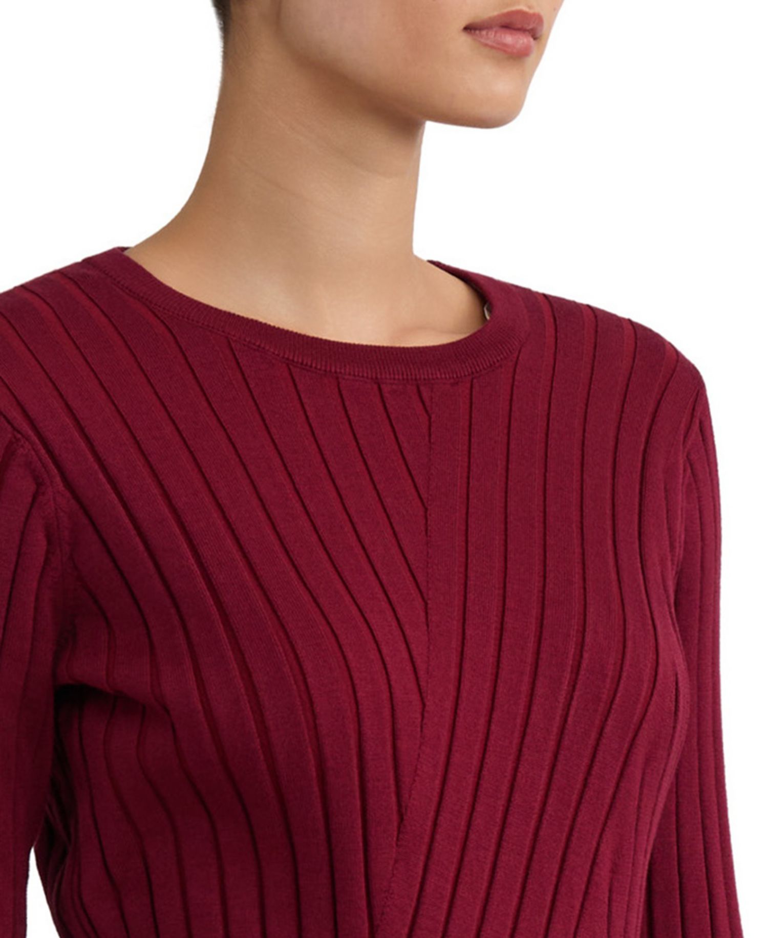 Women's Crewneck Long-Sleeve Ribbed Sweater