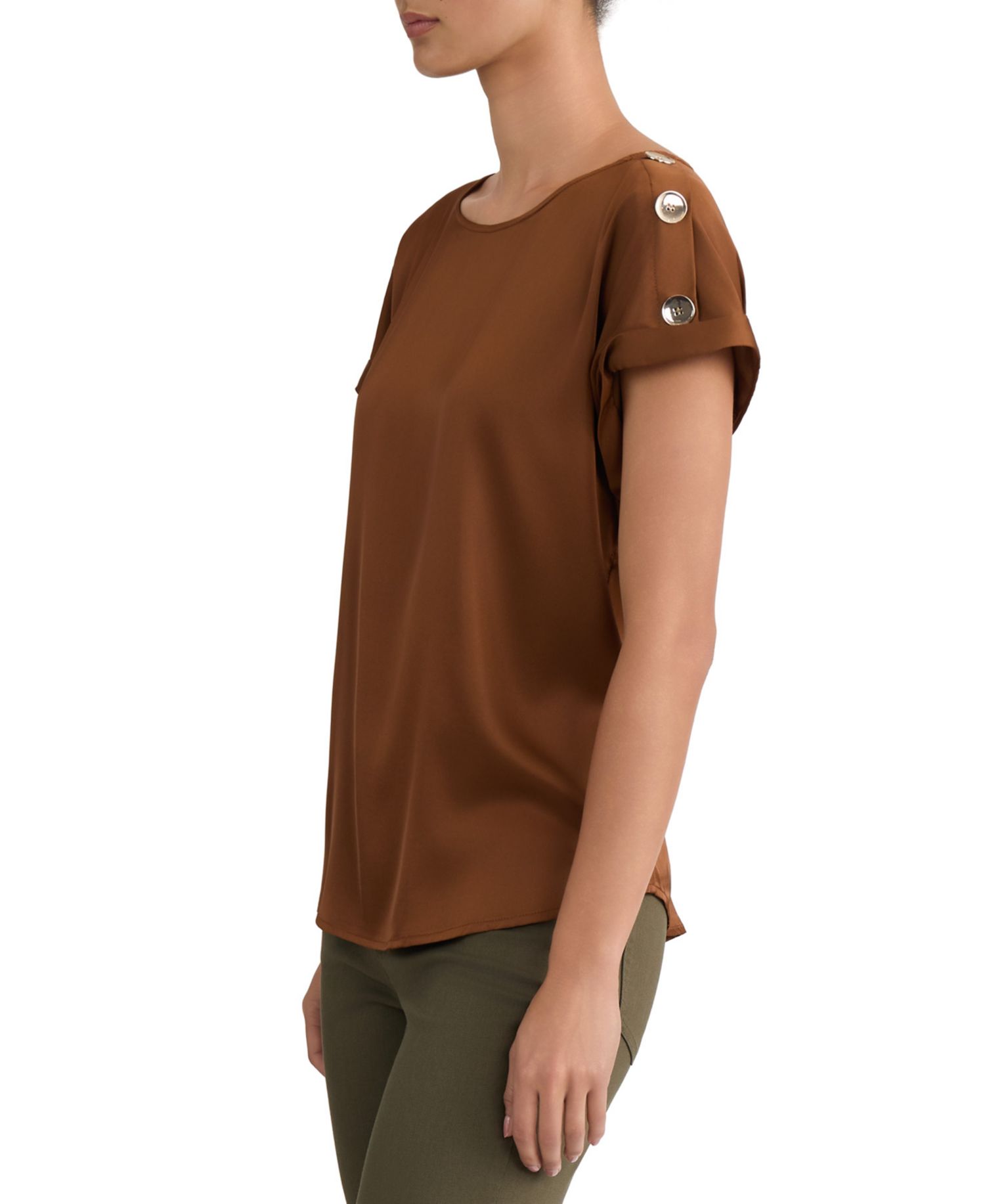 Women's Montreal Satin Shoulder Button Detail Blouse