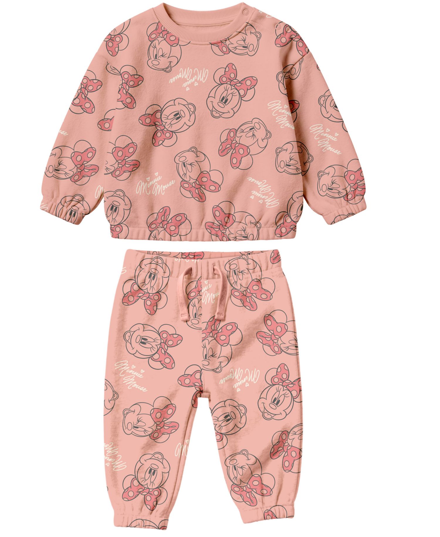 Baby Girls' Minnie Mouse Allover Print Sweatshirt and Joggers Set, 2-Piece Set