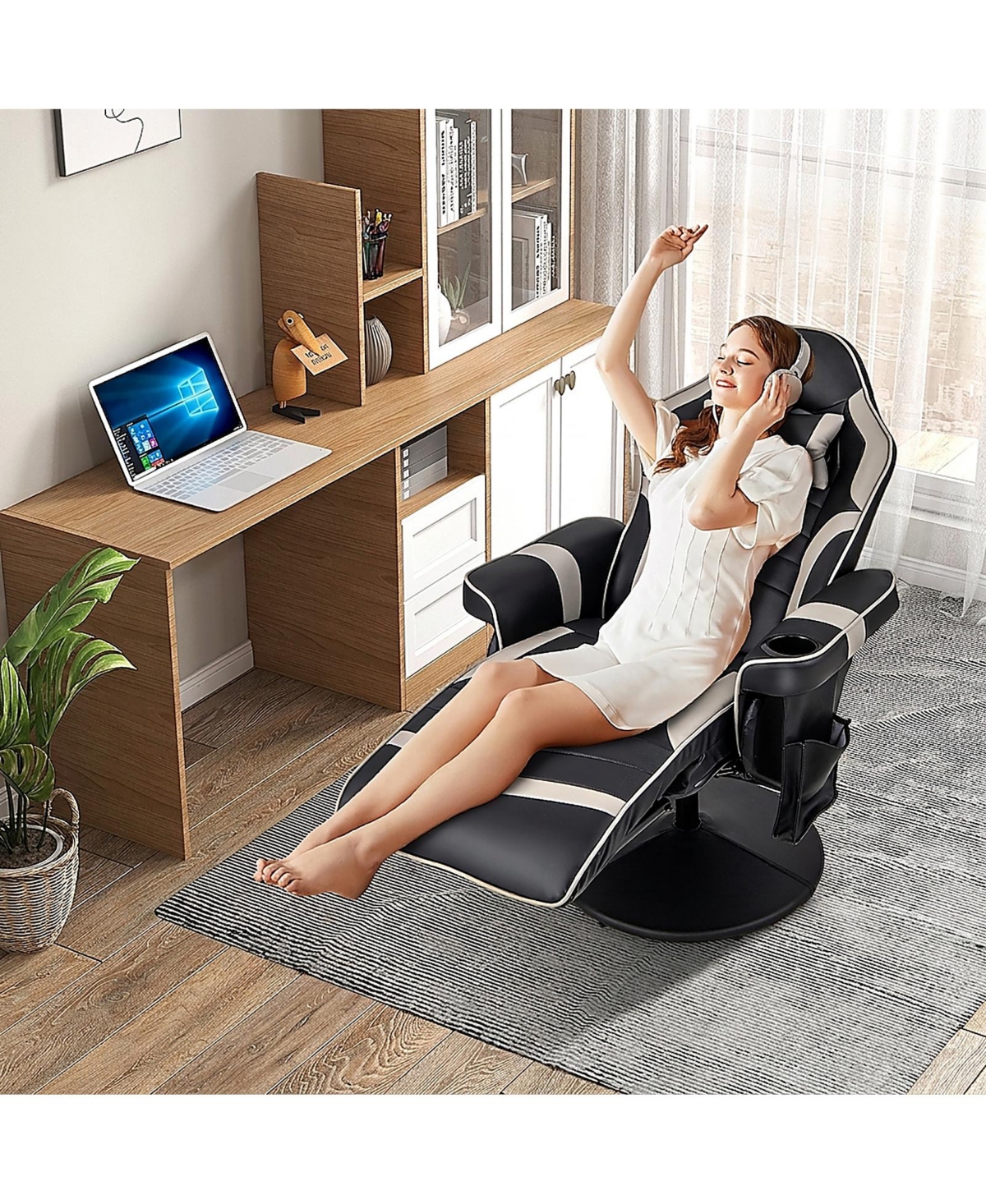 Sugift Massage Video Gaming Recliner Chair with Adjustable Height