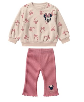 Baby Girls' Minnie Mouse Bow Print Sweatshirt and Ribbed Leggings, 2-Piece Set
