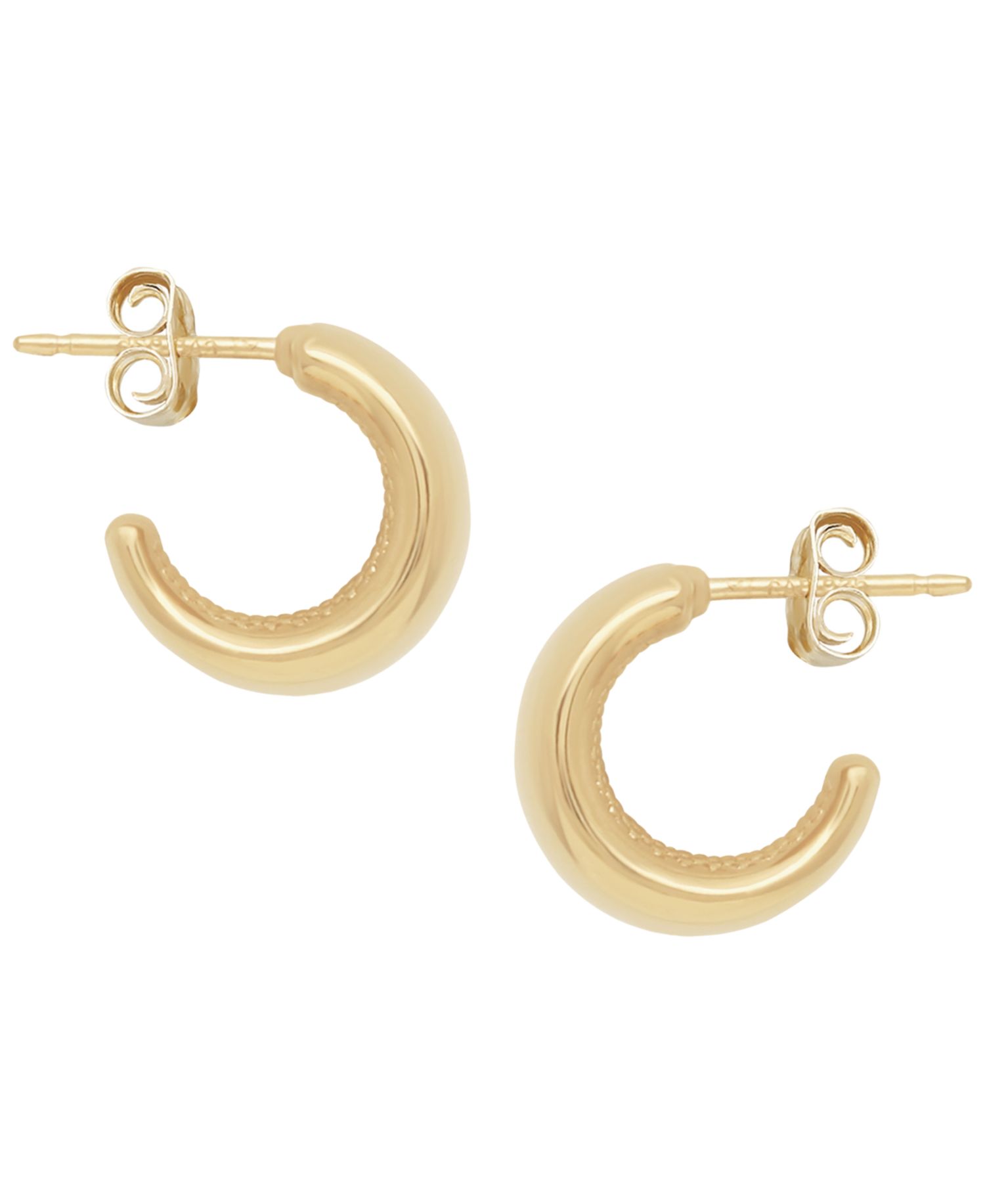 Sculptured X-Small Flat Band Hoop Cuff Earrings in 14k Yellow Gold