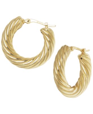 Sculptured Spiral Cable Twist Hoop Earrings in 14k Yellow Gold