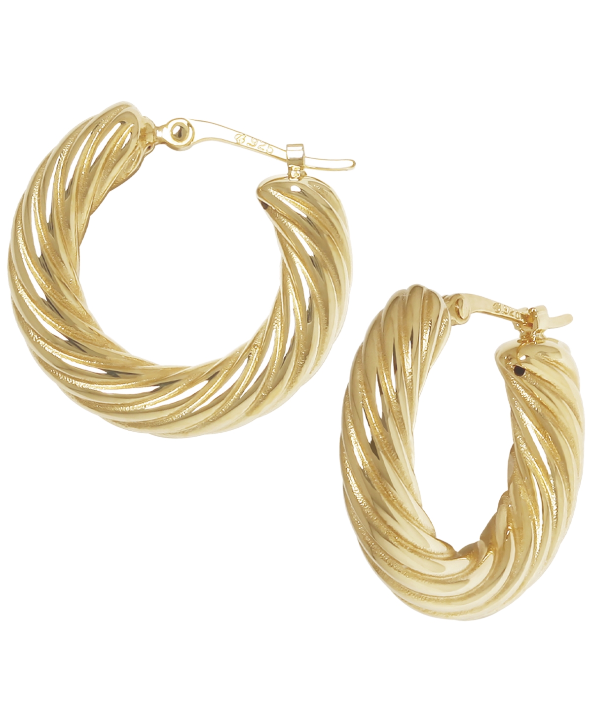 Macy's Sculptured Spiral Cable Twist Hoop Earrings in 14k Yellow Gold - Yellow Gold