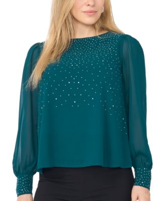 Women's Rhinestone Embellished Crewneck Top