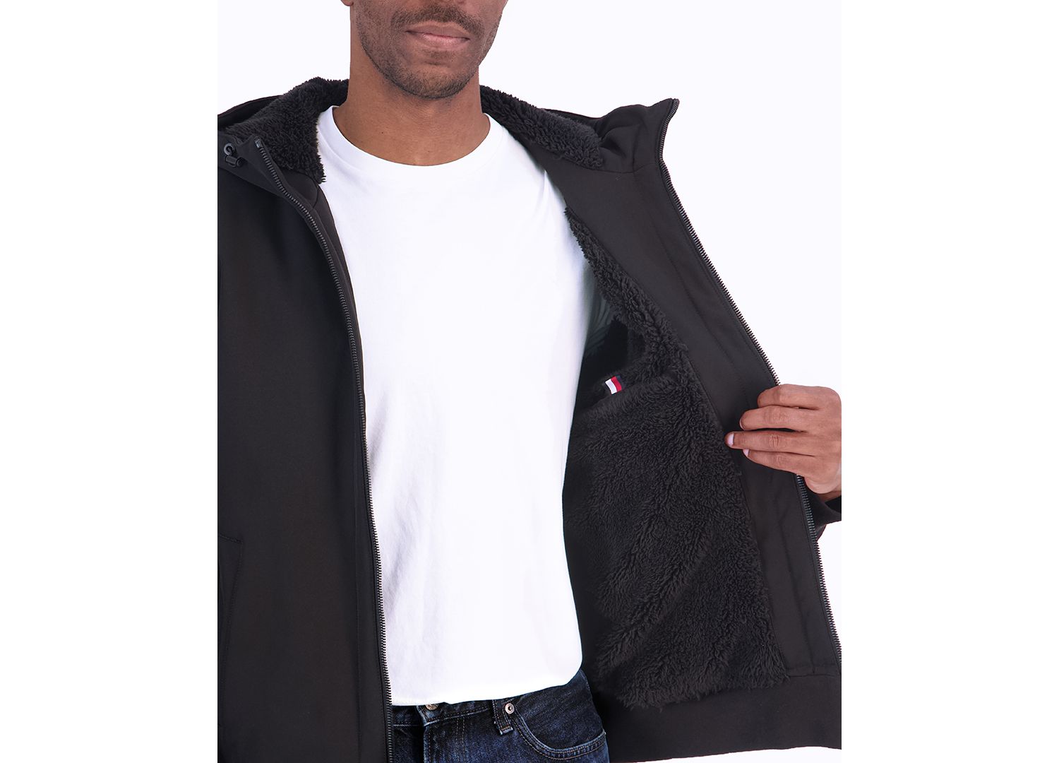 Men's Sherpa Lined Soft Shell Bomber Jacket