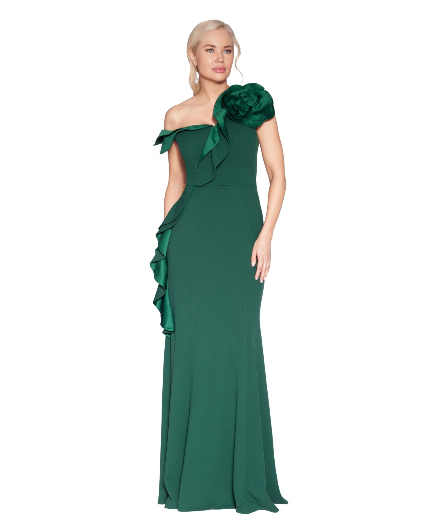 Women's Asymmetric Ruffled Sleeveless Gown