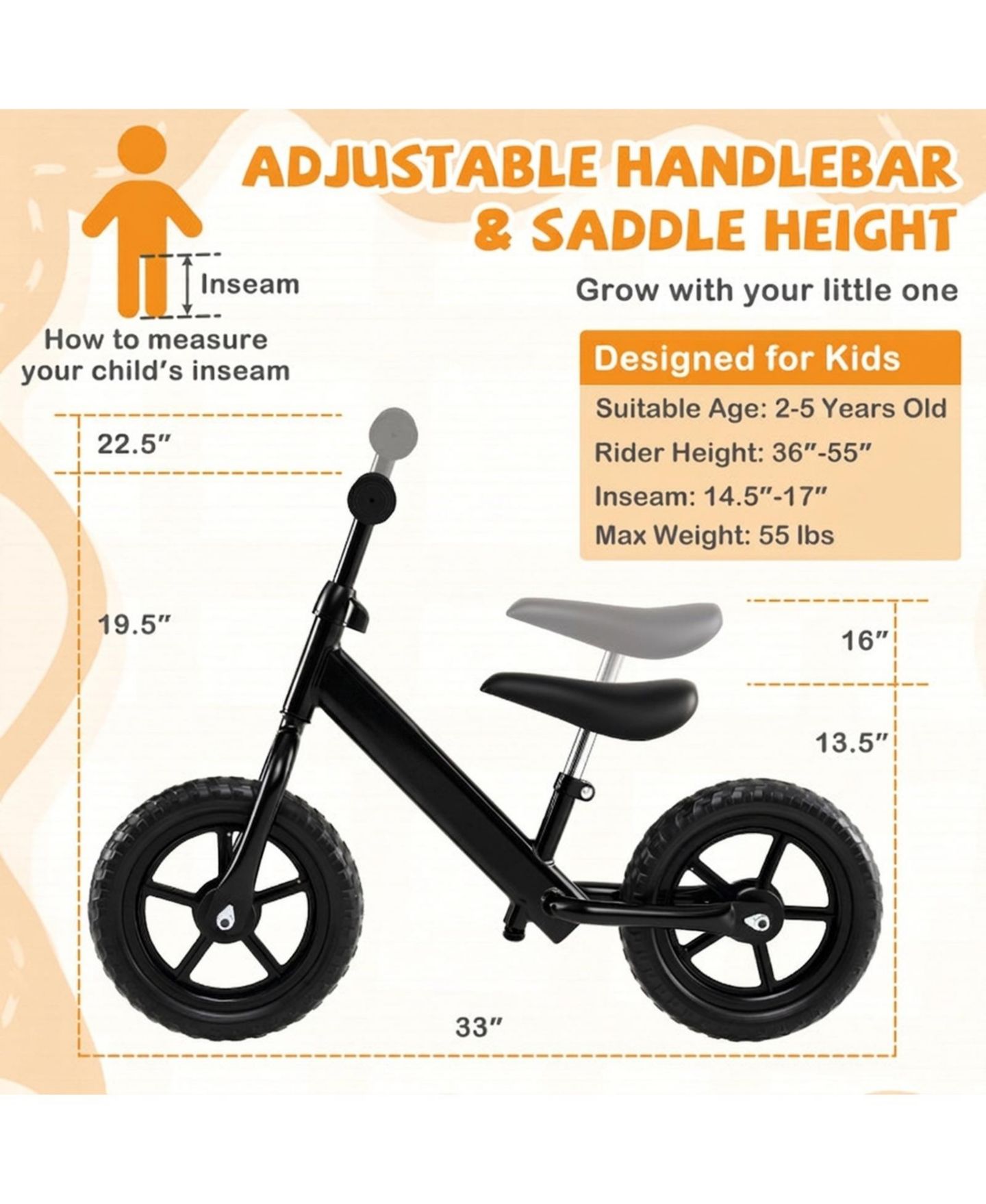 Детская игрушка SUGIFT Lightweight Toddler No-Pedal Balance Bike, Ages 2-5, цвет: Чёрный — фото 3