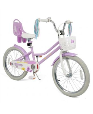 20 in Girls Bike Kids Bicycle with Doll Seat Streamers and Basket for 8+ Years Old