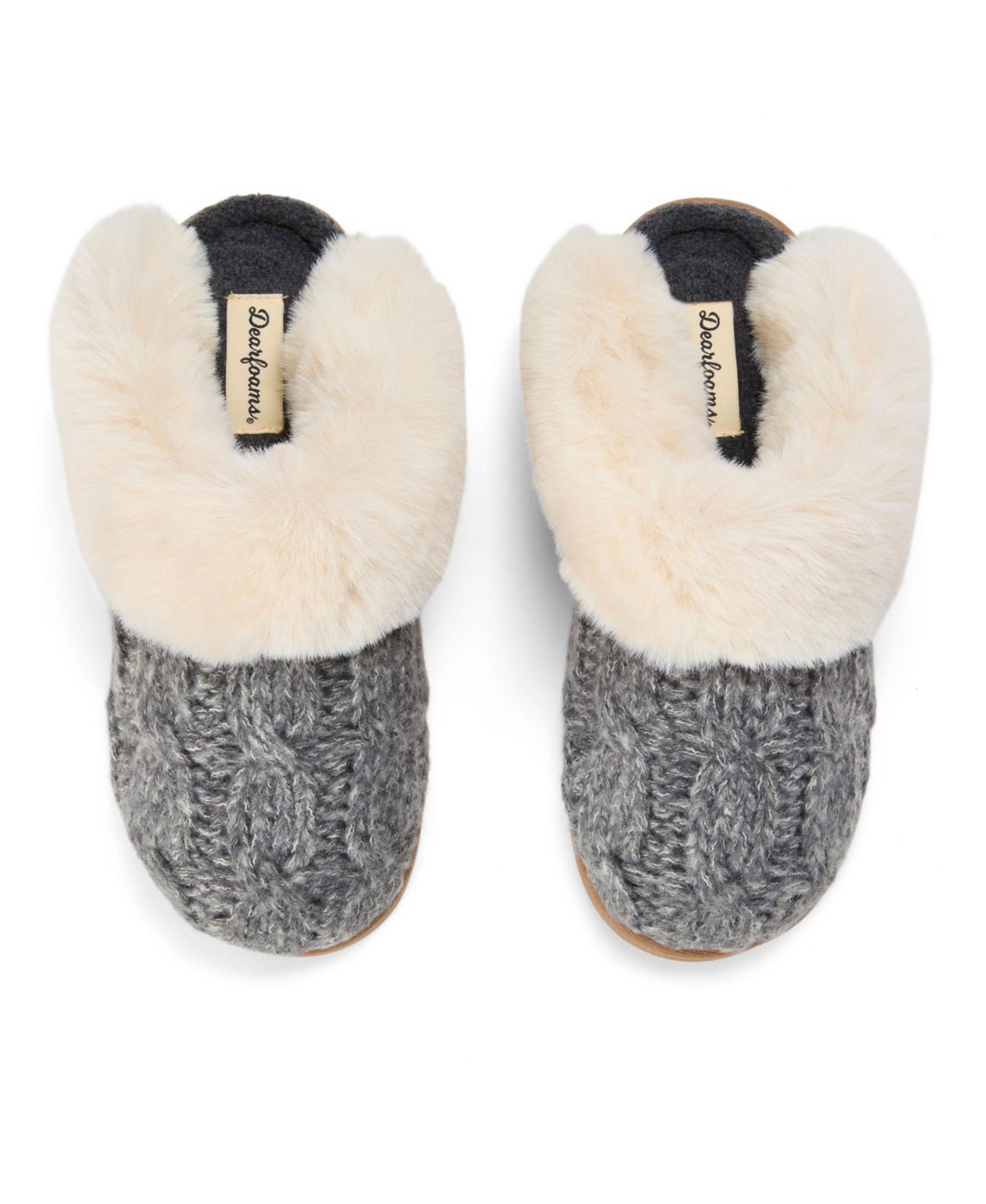 Женские тапочки Dearfoams Nicki Knit Scuff Cable Knit Slippers, цвет: Серый — фото 4