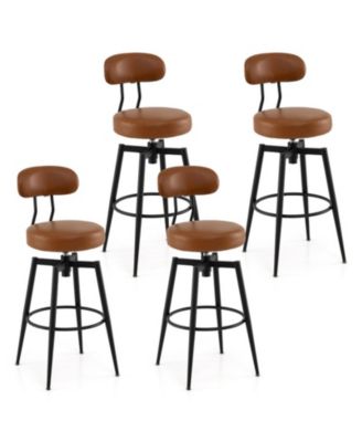 Set of 4 Swivel Barstools Faux Leather Upholstered Seat and Back