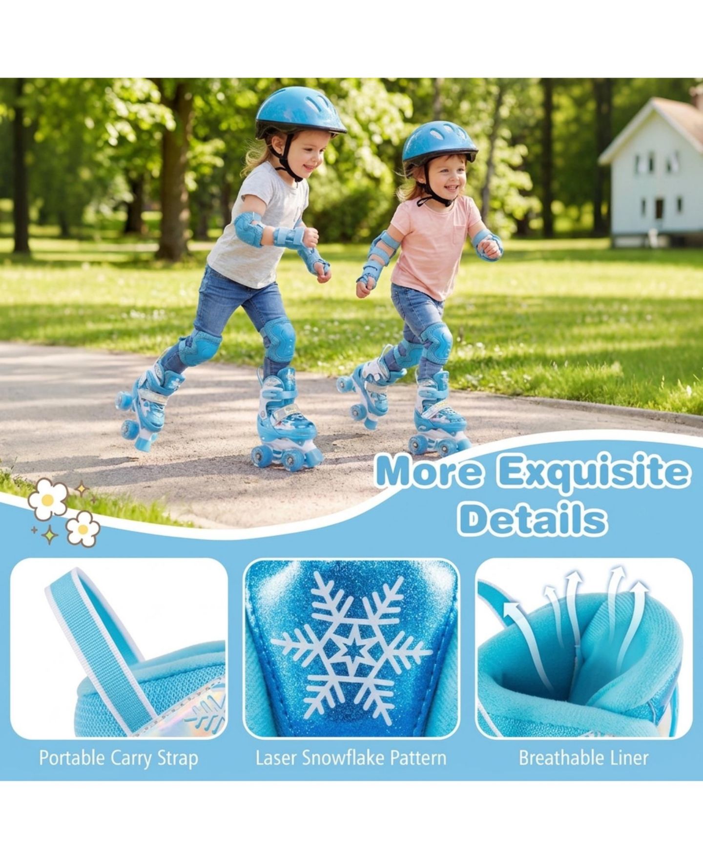 Детские игрушки HONGGE Toddler Roller Skates with 4 Light-Up Wheels and Triple Protection, цвет: Тёмно-синий — фото 6