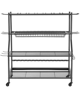 Mobile 15-Rod Fishing Rod Holder Rack Cart with Wheels