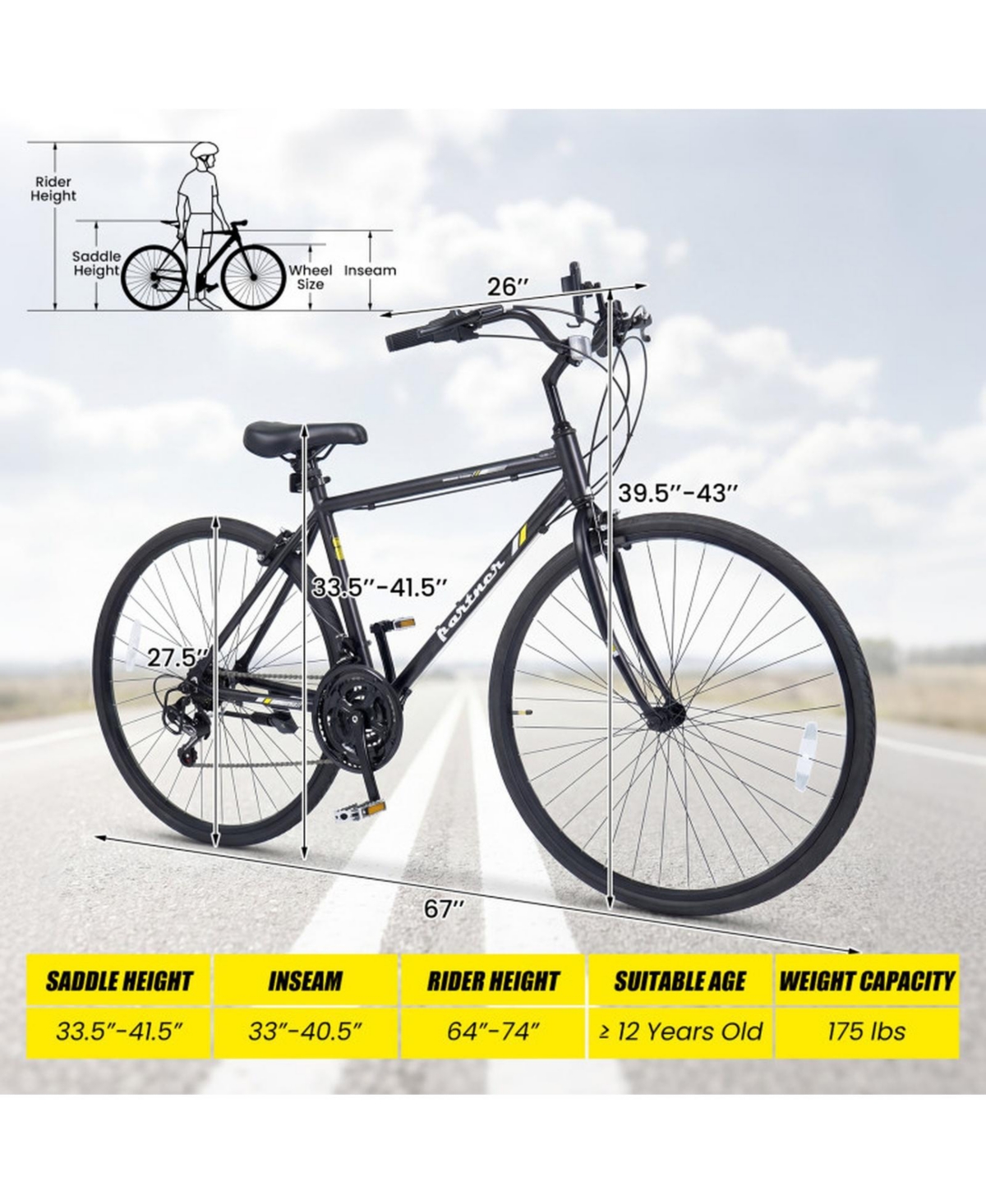 Sugift 700C Adult Hybrid Bike with 18-Speed Drivetrain and Phone Holder