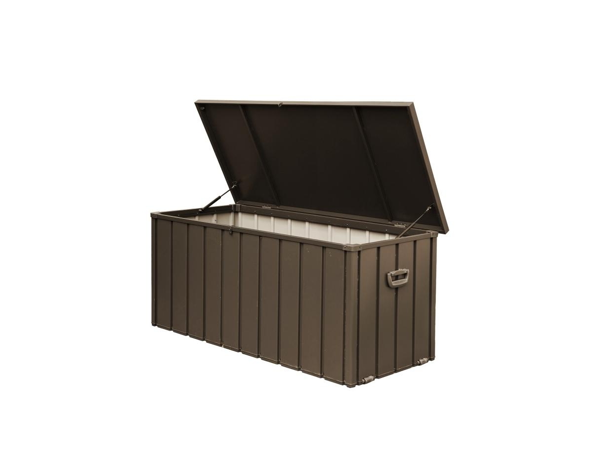 Viyet 160-Gallon Extra-Large Outdoor Deck Box - Heavy-Duty Steel Patio Storage - Dark Brown