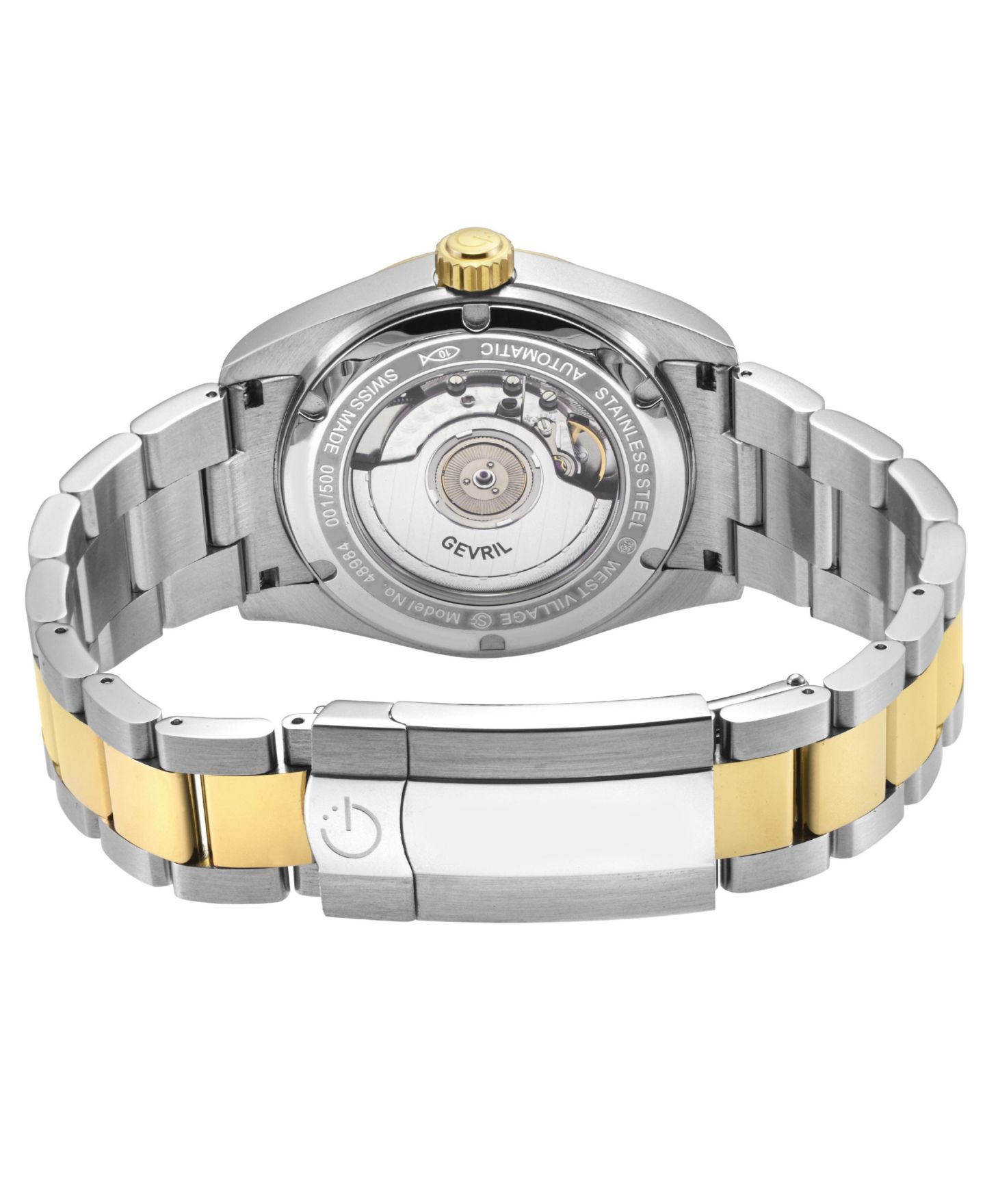 Мужские часы Gevril Swiss Made West Village Swiss Automatic Two tone Stainless Steel Bracelet Watch — фото 3